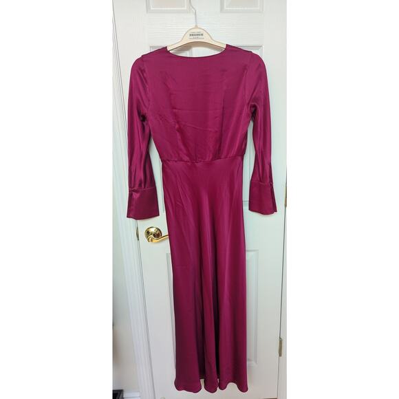 Banana Republic Dress Size 4P Etude 100% Silk Maxi Berry Pink Fuchsia NWT - Picture 4 of 16